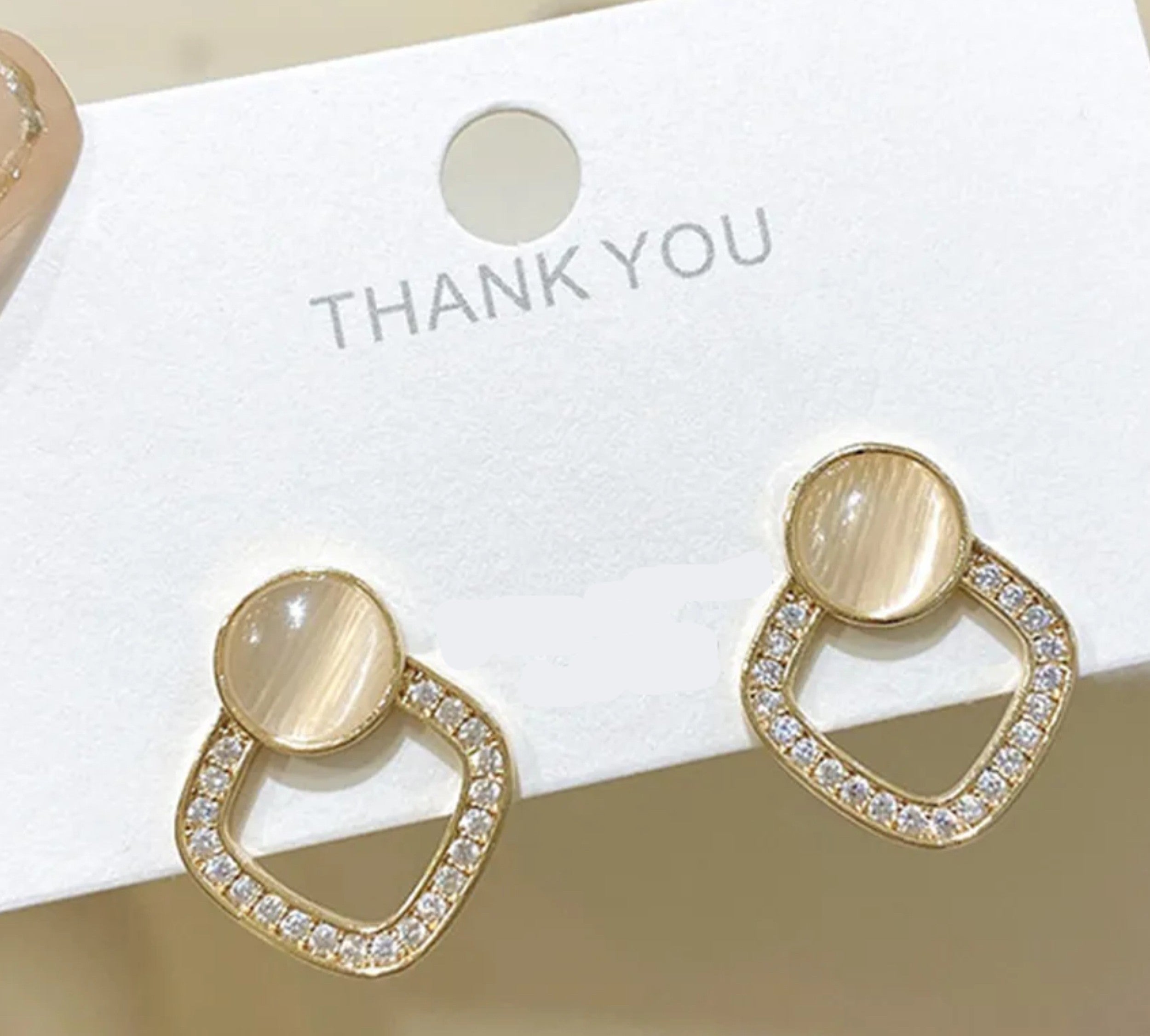 Elegant Gold Shape Crystal Studs