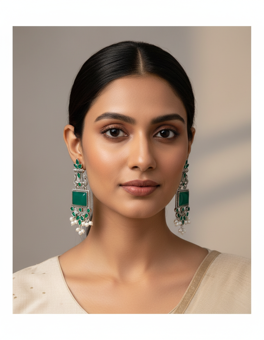 Vintage Style Jade Statement Earrings