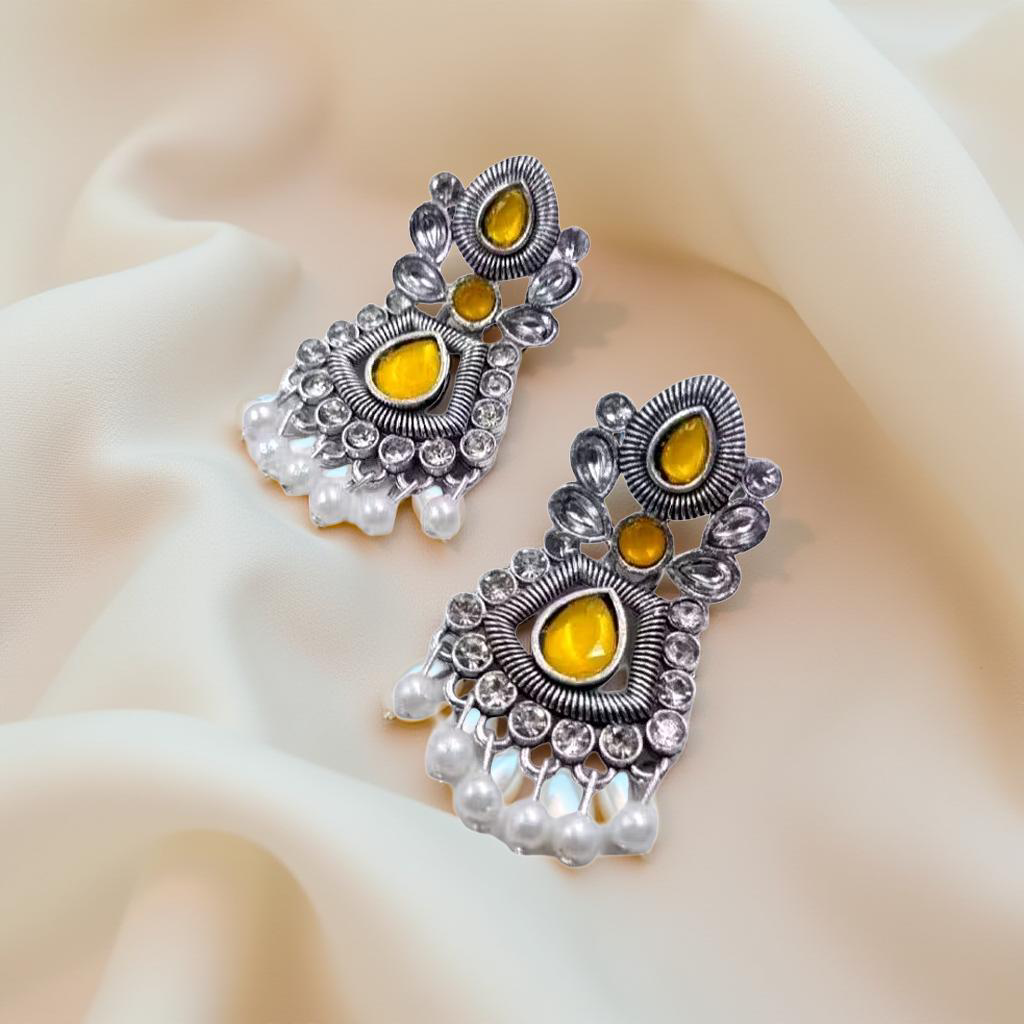 Royal Amber Pearl Dangler Earrings