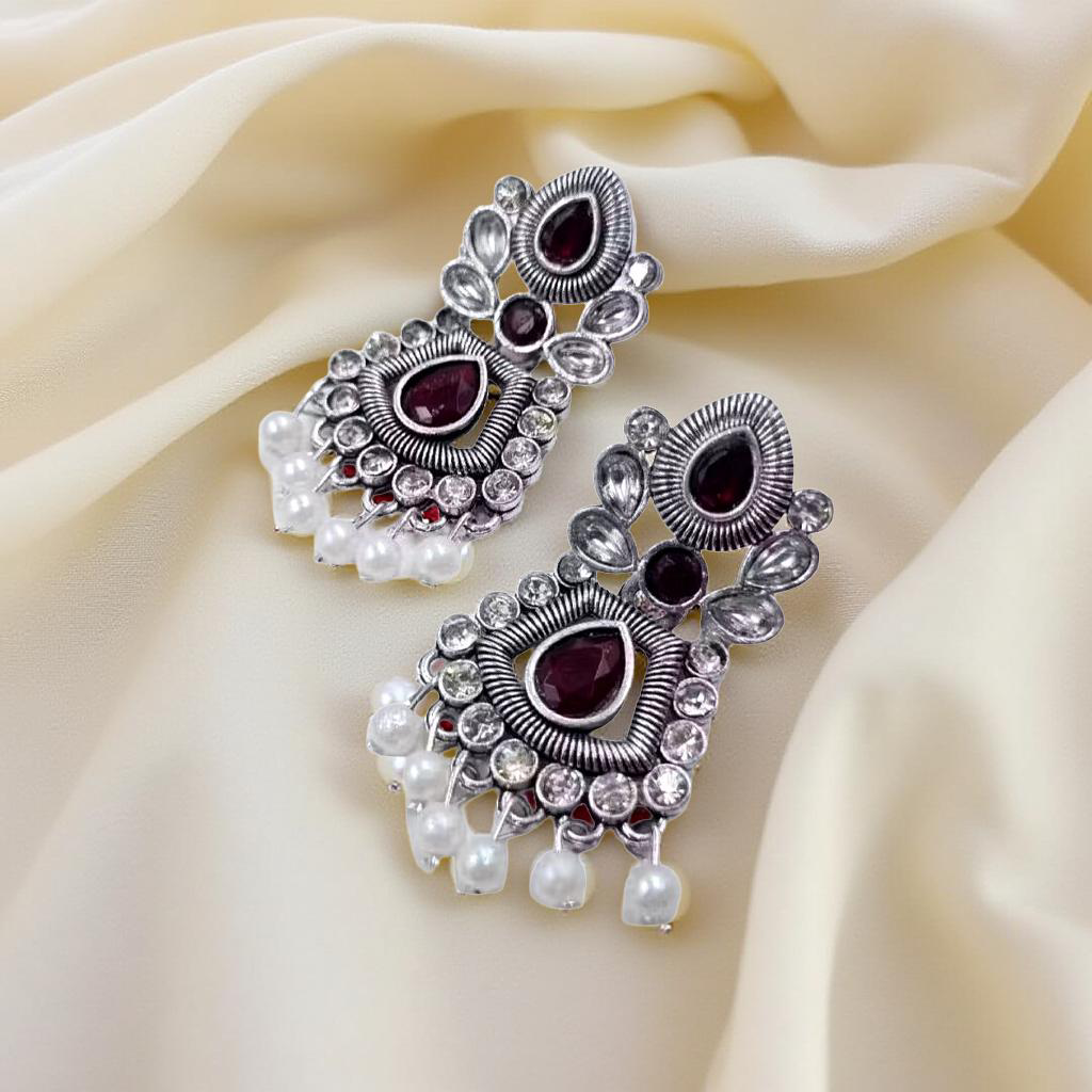 Royal Amber Pearl Dangler Earrings