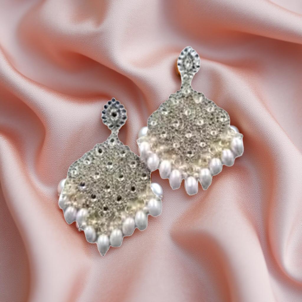 Pearl Grace Silver Drop Earrings