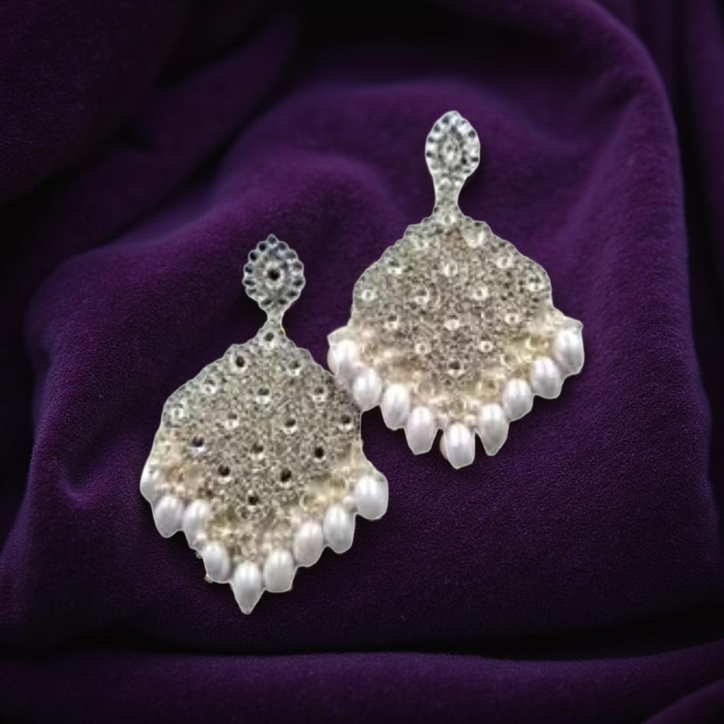 Pearl Grace Silver Drop Earrings