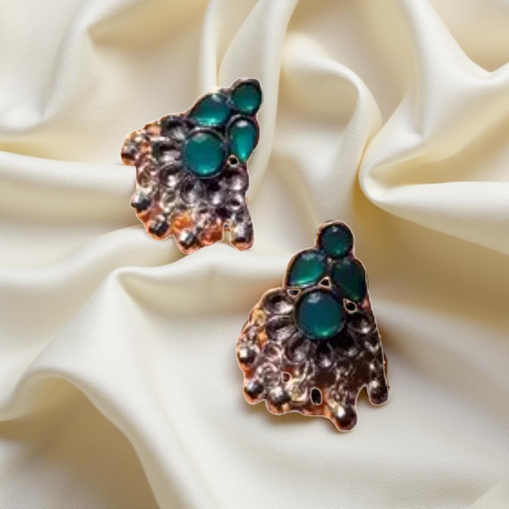 Emerald Wave Textured Studs