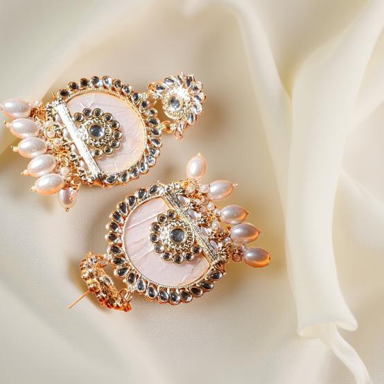 Royal Aura Pearl Chaand Danglers”