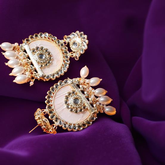 Royal Aura Pearl Chaand Danglers”