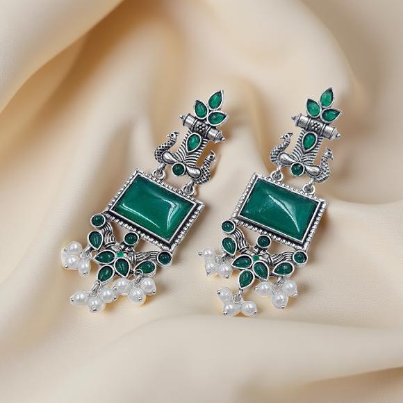 Vintage Style Jade Statement Earrings